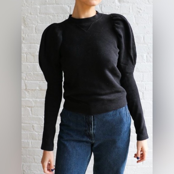 Ulla Johnson Sweaters - Ulla Johnson Black Philo Puff Sleeve Cotton Sweater - Size L